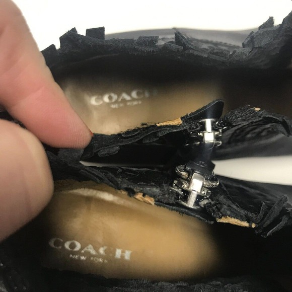 Coach Black Ankle Boots with Fringe Detail - Picture 10 of 11